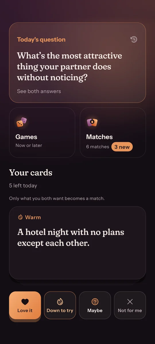 A card to rate on your own: love it, down to try, maybe, or not for me