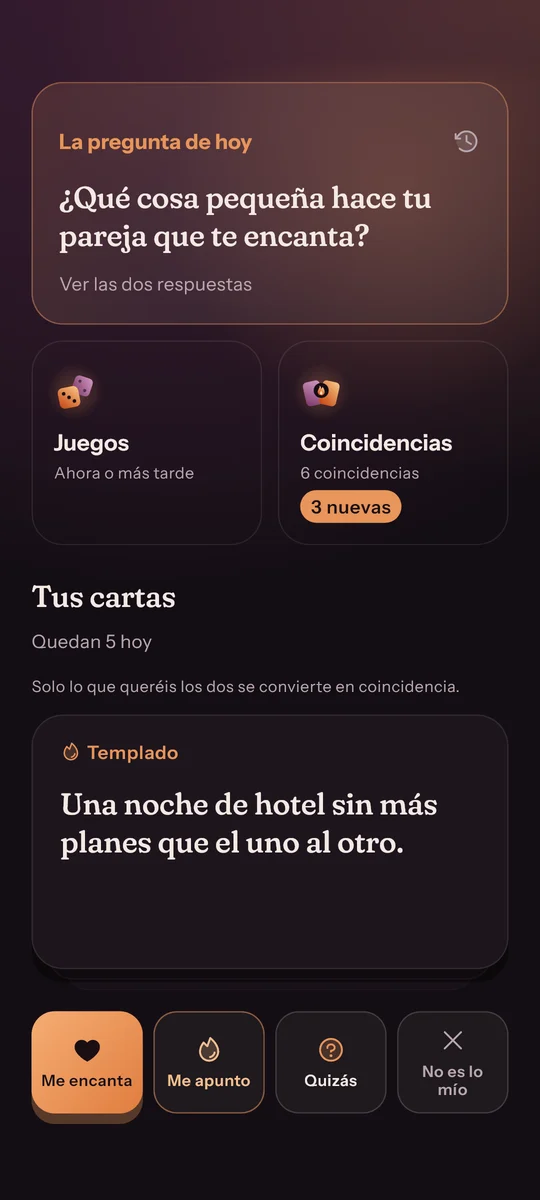 Una carta para valorar por tu cuenta: me encanta, me apunto, quizás o no es lo mío